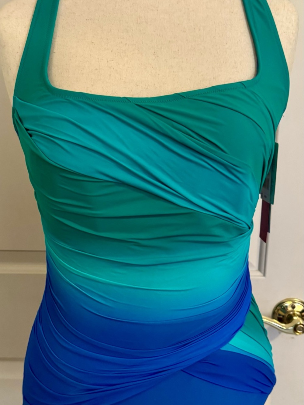 Gottex Turquoise and Blue One-Piece Swimsuit Size 16 **NWT**